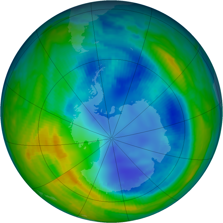 Antarctic ozone map for 17 August 1997